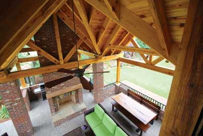 view from the loft of a pool house